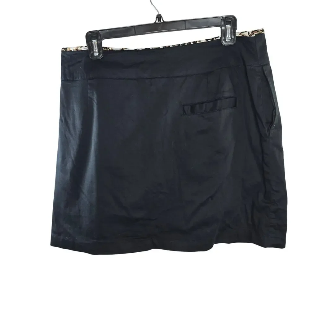 Allyson Whitmore Black and Leopard Print AW Golf Skirt Skort Size 14